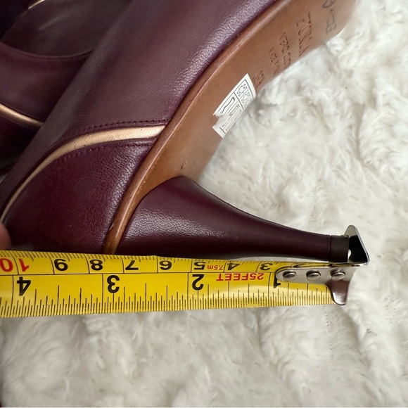 FURLA Leather Pointed Toe Kitten Heel Pumps in Burgundy - Picture 10 of 10